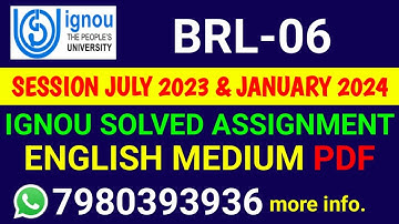 BRL 6 Solved Assignment 2023-24 English, BRL 6 Solved Assignment 23-24, BRL-06 Assignment