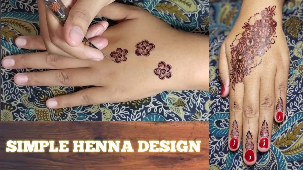 SIMPLE HENNA DESIGN | SIMPLE MEHNDI DESIGN | CARA MUDAH GAMBAR HENNA