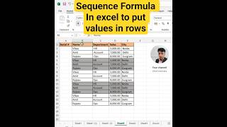 Sequence Formula to enter series in #excel #exceltips #exceltricks