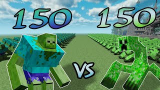 150 Mutant Zombies Vs 150 Mutant Creepers |Minecraft|