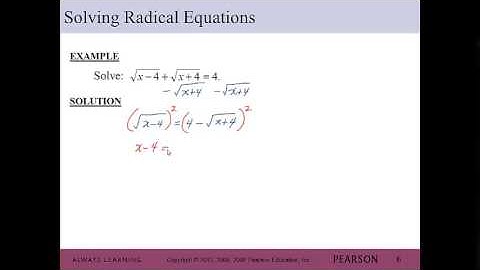 Radical Equations: MAT 102 Chap 10.6 Notes Video