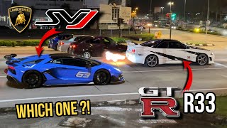 Nissan Skyline R33 & Lamborghini Aventador SVJ padu habis !! |  Malam minggu Kuantan