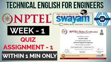 Technical English for Engineers - NPTEL || WEEK 1 ASSIGNMENT SOLUTION ||