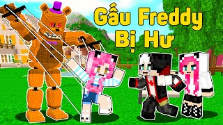 MỀU THỬ THÁCH 24 GIỜ XÂY NHÀ HÀNG GẤU FREDDY TRONG MINECRAFT*REDHOOD CỨU MỀU KHỎI ROBOT FREDDY BỊ HƯ