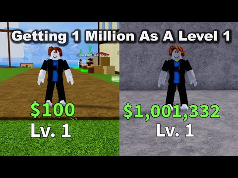 Getting 1 Million Beli In a Level 1 Account In Roblox Blox Fruits