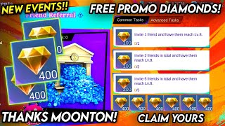 NEW!! CLAIM 400 PROMO DIAMONDS FROM MOONTON (WITHOUT RECHARGE)! - MLBB
