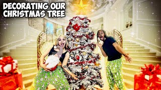 DECORATING OUR CHRISTMAS TREE 🎄 WE BROKE THE MOST EXPENSIVE ORNAMENT😱!! VLOGMAS DAY 2❤️...