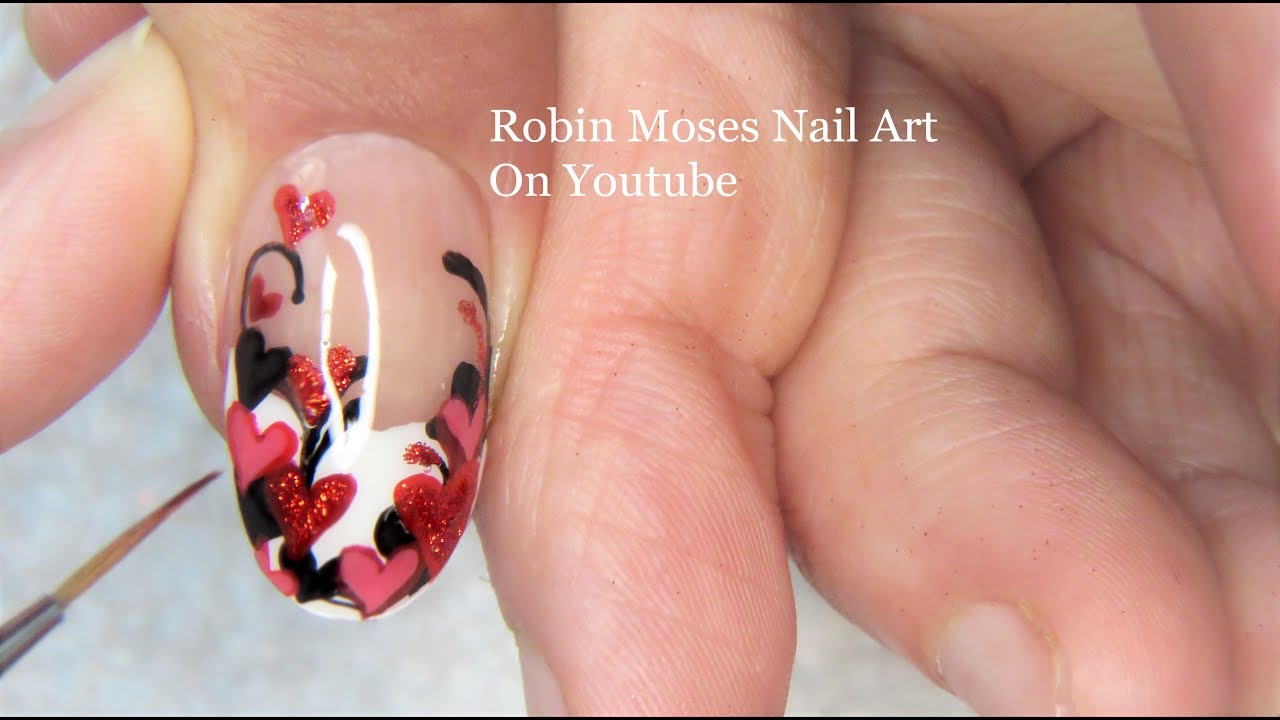 Nail Art by Robin Moses: hello kitty valentine heart nails pink  hearts cute valentines cute heart nails cute heart ideas valentine  clip art