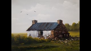 #oilpainting#paintinglandscapespainting landscapes tutorial, painting a cottage