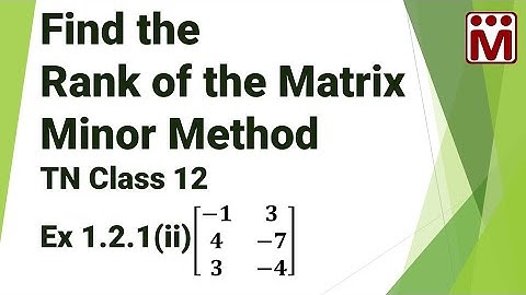 Find the rank of the matrix by Minor Method | Ex 1.2.1 ( ii )