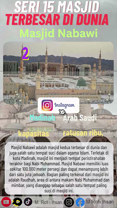 masjid terbesar di dunia yang 2 Masjid Nabawi, Madinah M. Rofi'i Ihsan @m-rofii-ihsan