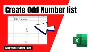 How to Create Sequential Odd Number list in Excel
