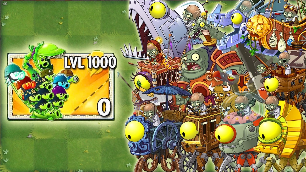 Pvz 2 Zomboss Battlez - All Pea Plants Level 1 Vs All Zomboss - YouTube
