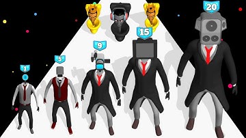 Skibidi Toilet Run 3D - Run Cameraman, Max Level Gameplay