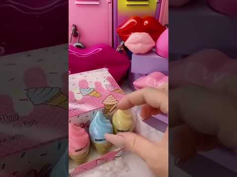 ASMR lip balm unboxing ice cream lip balm collection sweet lip balm lipgloss #lipbalm #beautyreview