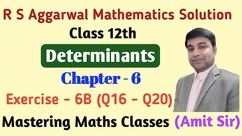 Determinants Class 12 | Chapter 4 Determinants | R S Aggarwal Solution Class 12 | Ex-6B (Q16 - Q20)