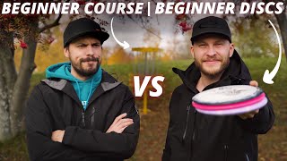 PRO DISC GOLFER vs AMATEUR | Beginner course with beginner discs