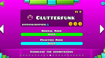 Geometry Dash Walkthrough level 11 ( Clutterfunk ) all coins