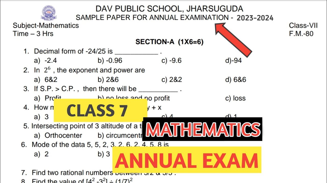 dav assignment class 7 maths