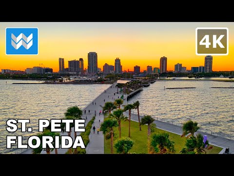 [4K] St. Pete Pier in St. Petersburg, Florida USA - Sunset Walking Tour Vlog & Vacation Travel Guide