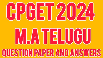 CPGET 2024 II M.A Telugu II Question Paper With Answers