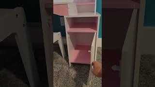 pink and white kids vanity