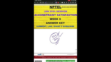 ARTIFICIAL INTELLIGENCE CONSTRAINT SATISFACTION ASSIGNMENT WEEK 6 ANSWERS #nptel2024 #nptel