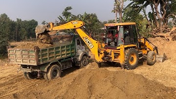 Loading Mud Video ! Backhoe 3dx Loading Soil In Big Dump