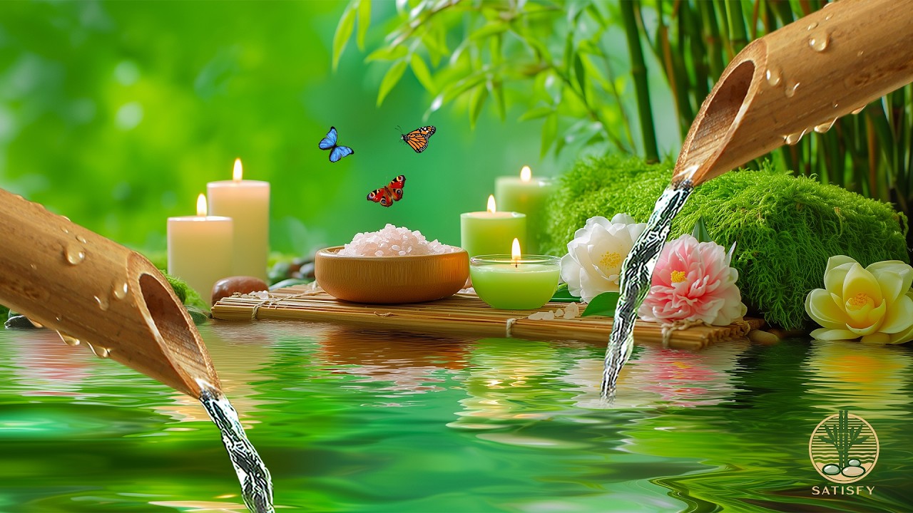 Deep Sleep Music 🌿 Bamboo Water Fountain + Healing Piano Music for Insomnia Relief, Meditation, Spa