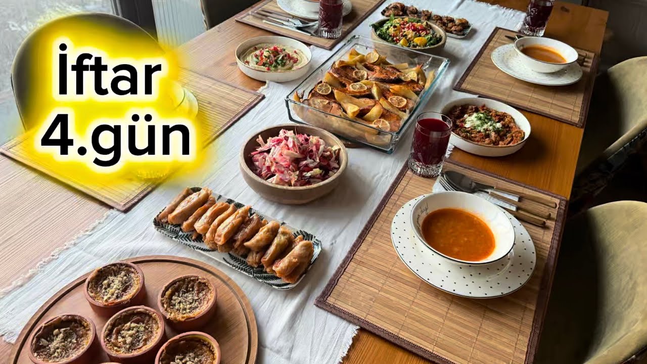🕌İFTAR 4.GÜN MENÜSÜ😍😇 RAMAZAN MENÜLERİ SOMON HELVA TATLISI HUMUS AJVAR MANTAR DOLMA