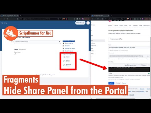 Scriptrunner for Jira - Fragments hide share panel from the portal