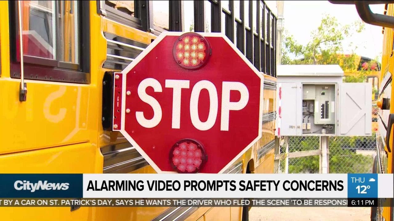 Video shows several cars ignore school bus stop sign - YouTube