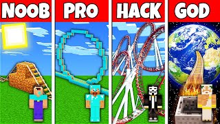 Minecraft Battle: NOOB vs PRO vs HACKER vs GOD! ROLLERCOASTER BUILD CHALLENGE in Minecraft