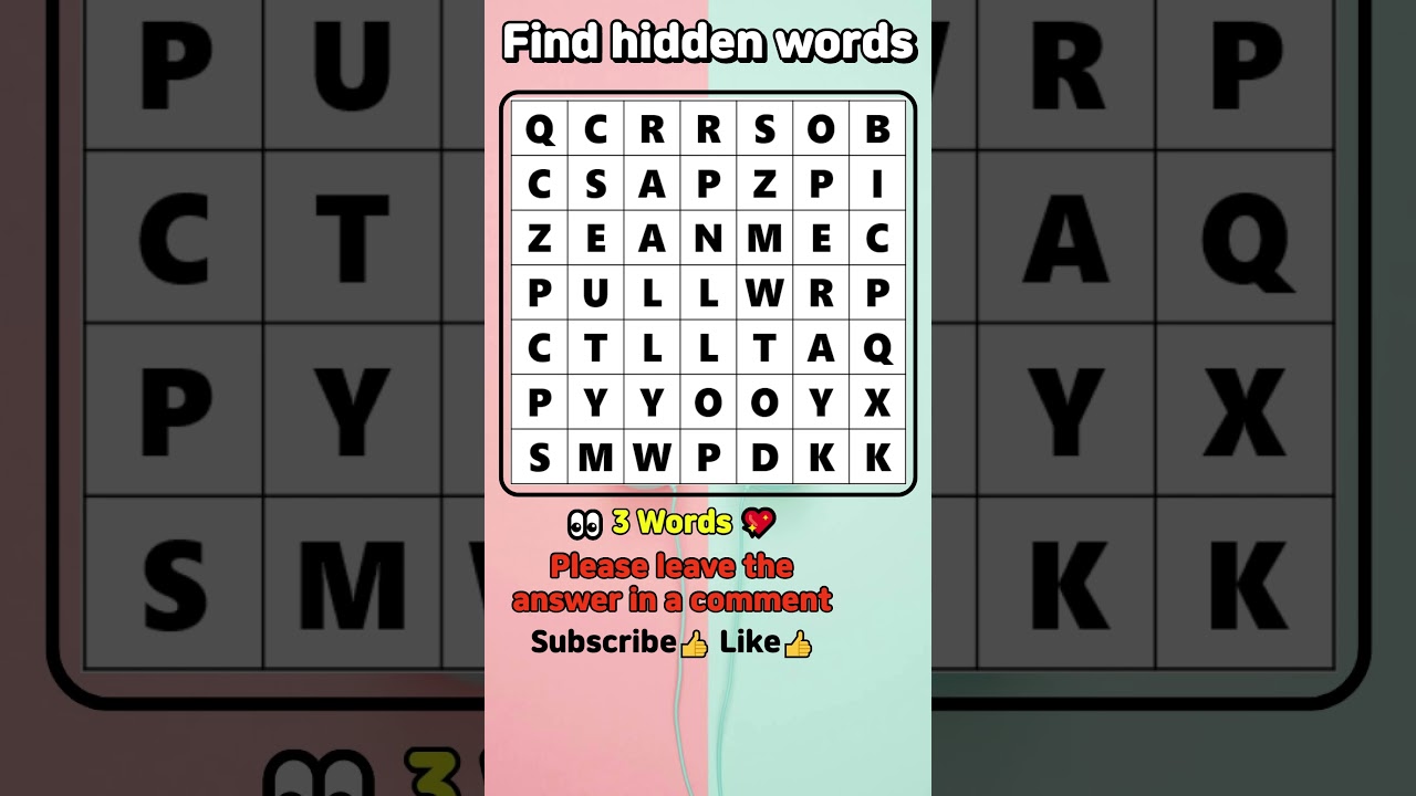 find hidden words 👀 3 hidden words 💖 word puzzle #0629