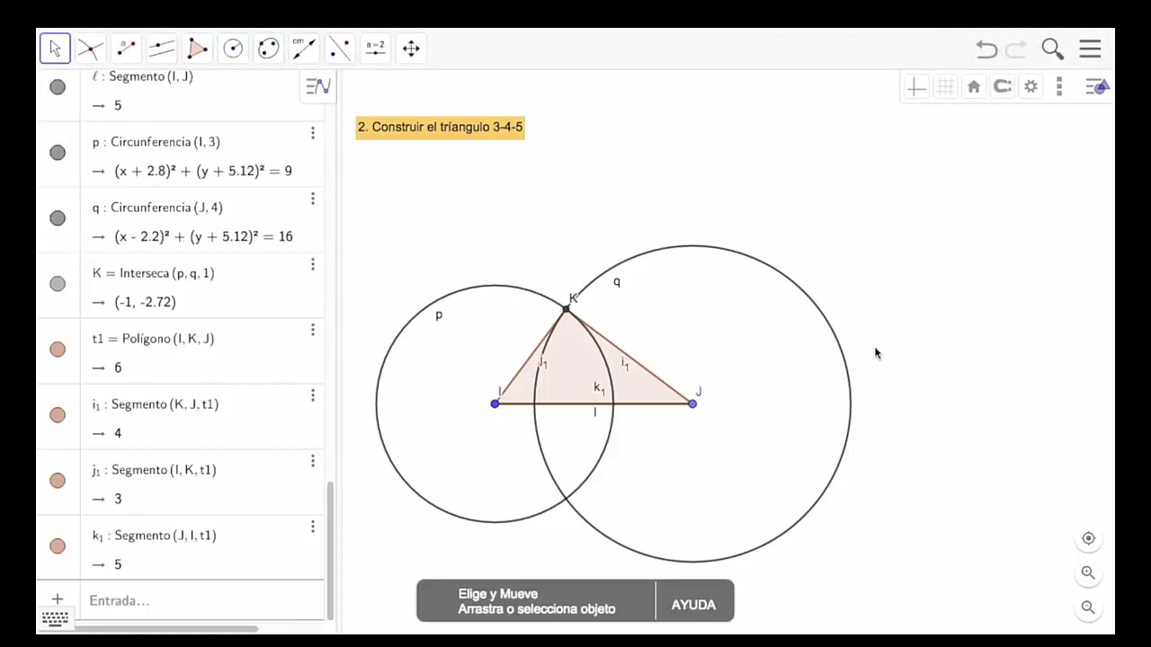 Construcción triángulo 3.4.5 con Geogebra