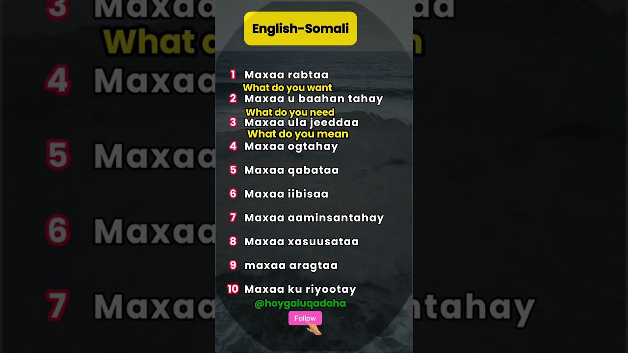 Ku Baro English Iyo Somali Si fudud❤️ 