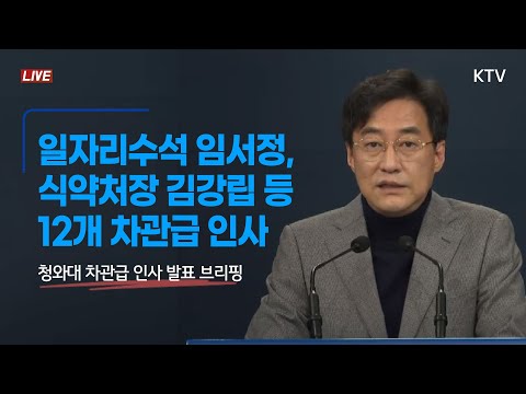 청와대 일자리수석 임서정, <strong>식약처장</strong> 김강립 등 12개 차관급 인사｜청와대 차관급 인사 발표
