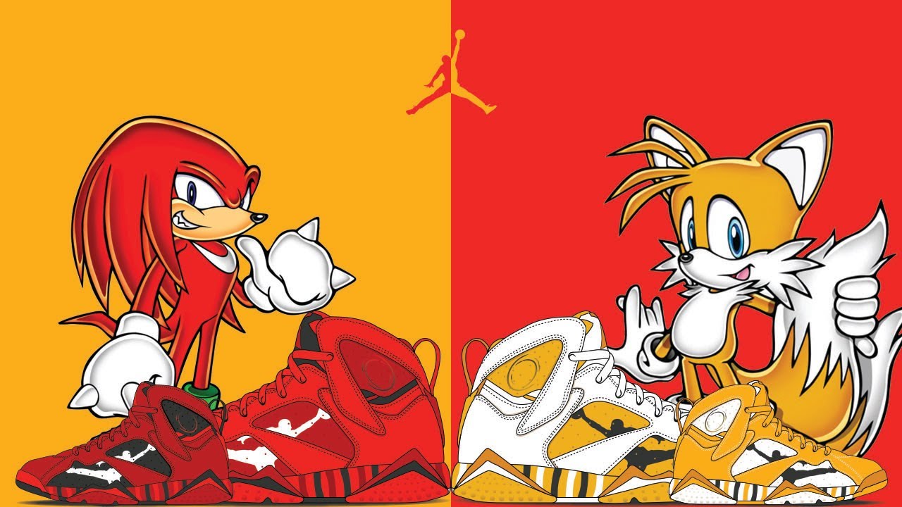 Tails/Knuckles x Jordan 7 vector illustration
