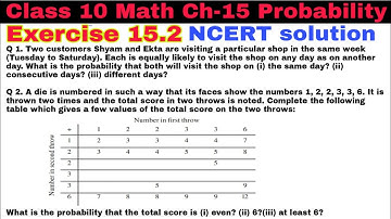 Class 10 Ch 15 Ex 15.2 Q 1 | Q 2 | Mathematics | NCERT Solution | CBSE | Probability |
