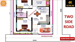 TWO SIDE ROAD HOUSE PLAN 33' X 42' / 1386 SQ.FT / 154 SQ.YDS / 129 SQ.M / 154 GAJ / INTERIOR / (4K)