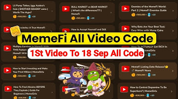 Memefi all video codes | Memefi youtube video code | memefi video code | memefi video code today