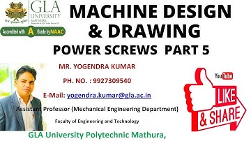 POWER SCREWS TOPIC- EFFICIENCY OF SQUARE THREADED SCREW