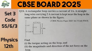 Q24 A rectangular loop carries a current of 1 A . A straight long wire carrying 2A current is kept n