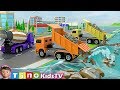 Hammer drill excavator  construction trucks for kids  breakwater construction