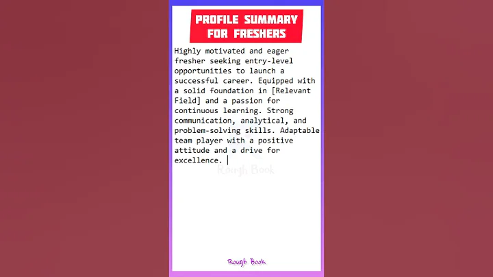 Profile Summary for Freshers | Profile Summary in Naukri #profilesummary #resumeobjective
