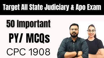 CPC1908/60 Important PY MCQs For All State Judiciary | Target UP PCS(J),GJS