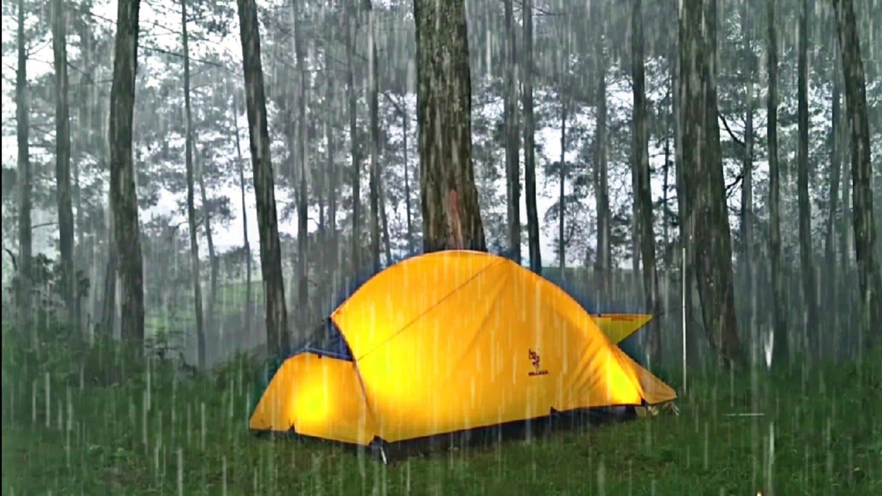SOLO CAMPING IN HEAVY RAIN, HEAVY RAIN ALL NIGHT - THE SOUND OF RAIN ...