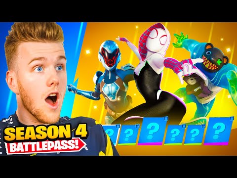 *NEW* SEASON 4 BATTLE PASS IN FORTNITE! (SPIDER-GWEN)