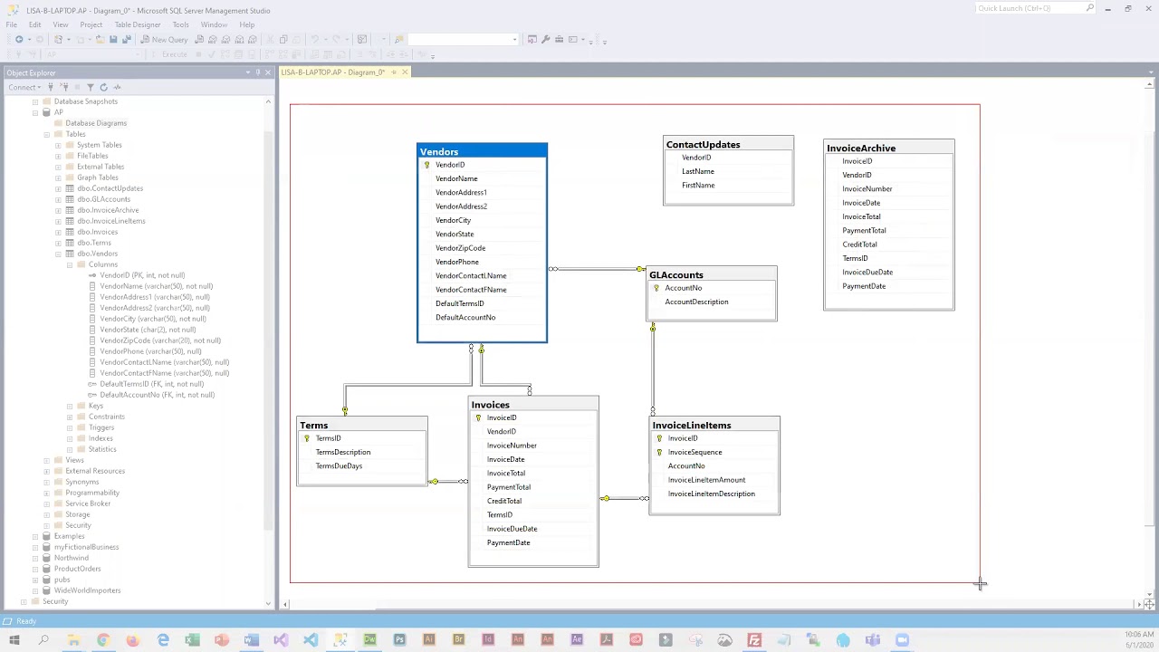 SSMS database diagrams - YouTube