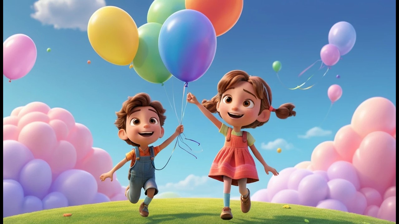 Acht kleine Spielzeugballons treiben davon | Farben lernen & Zählen für Kinder